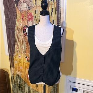 INC International Concepts Navy Blue Pinstripe Vest